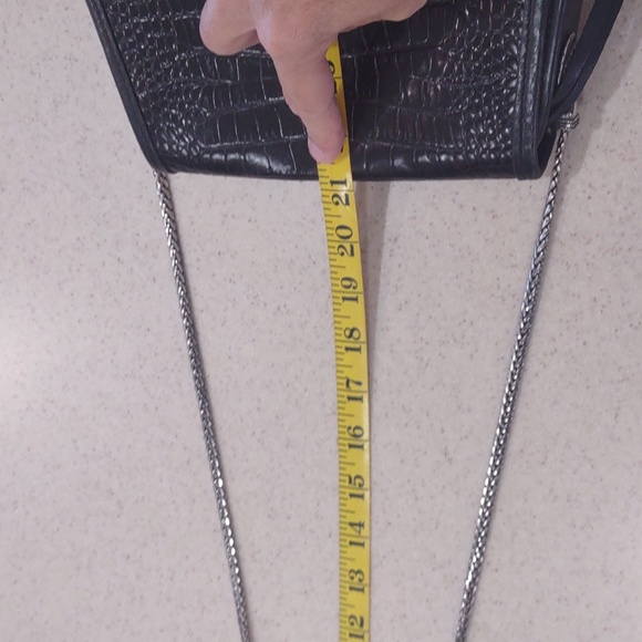 Brighton Black Leather Crocodile Embossed Crossbody Bag - Picture 11 of 16